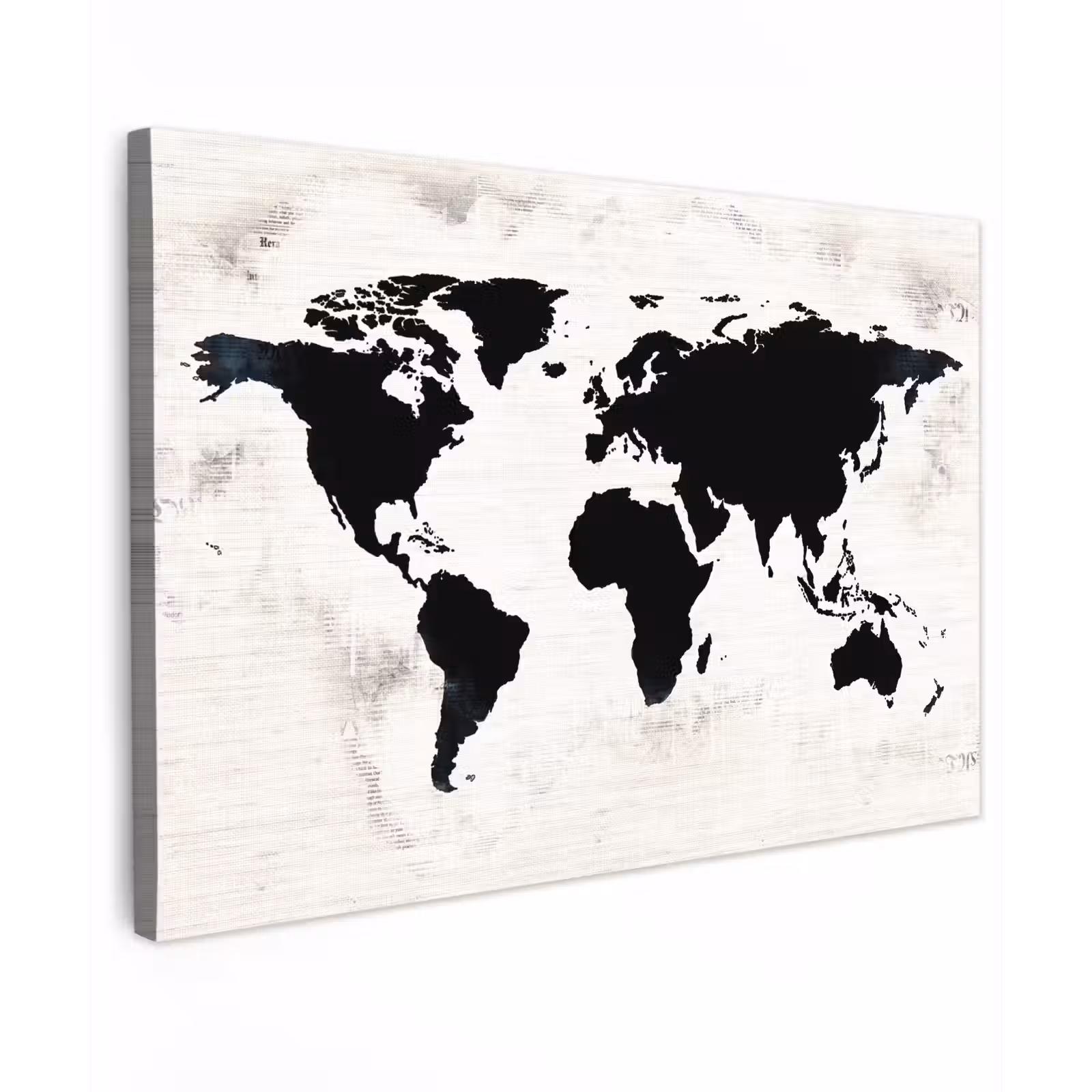 Canvas schilderij - Wereldkaart - Zwart - Hout — 1