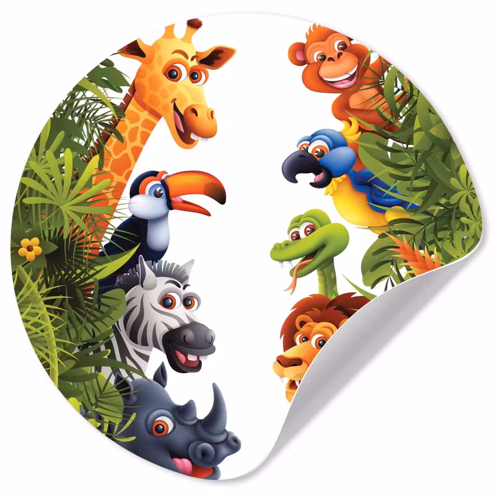 Behangcirkel - Jungle - Dieren - Jongens - Meisjes - Giraf - Olifant - Kids — 1