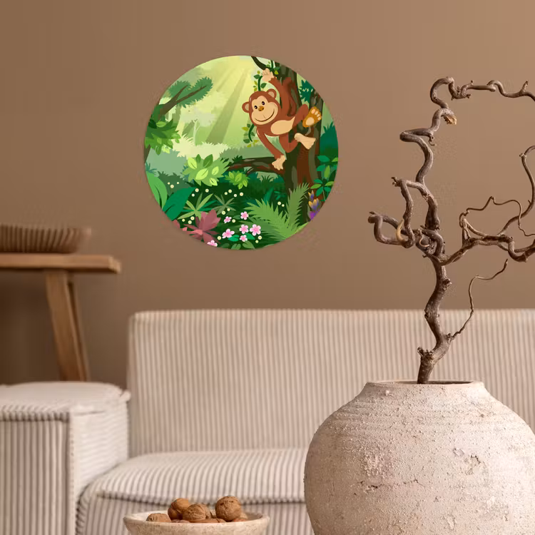 Behangcirkel - Aap - Jungle - Jongens - Meisjes - Bloemen - Kids — 2
