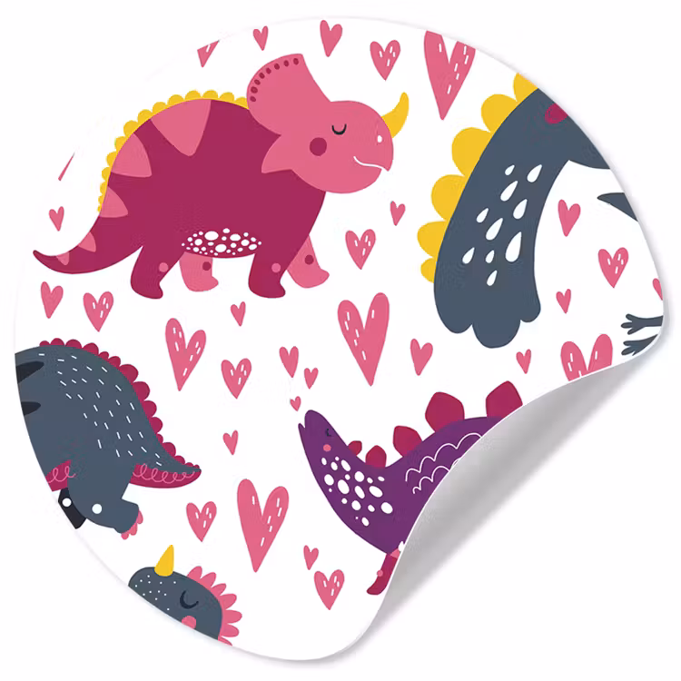 Behangcirkel - Dino - Hart - Patronen - Roze - Meisjes - Dinosaurus — 1