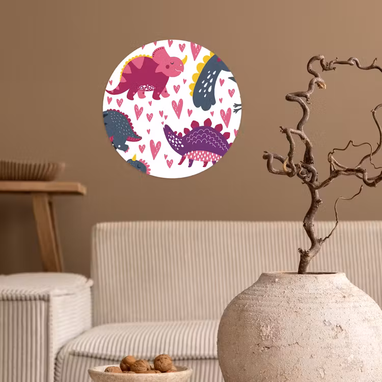 Behangcirkel - Dino - Hart - Patronen - Roze - Meisjes - Dinosaurus — 2