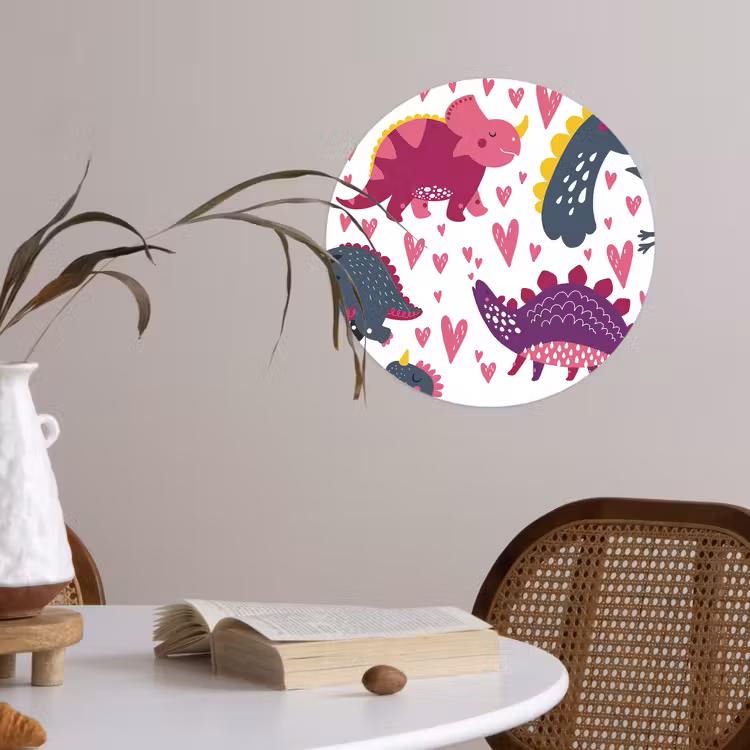 Behangcirkel - Dino - Hart - Patronen - Roze - Meisjes - Dinosaurus — 4