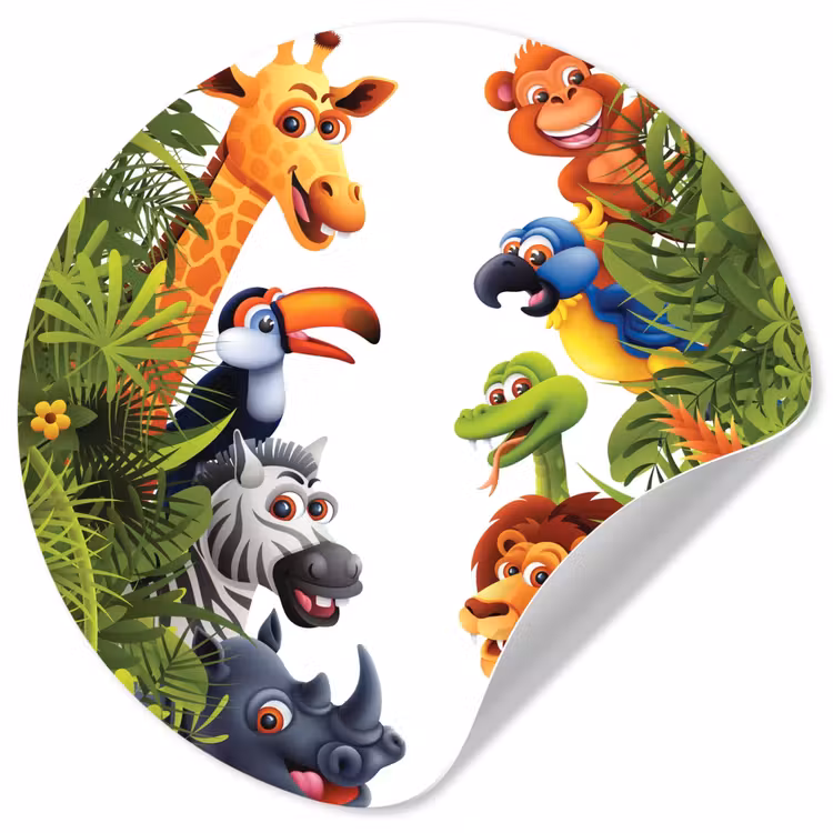 Behangcirkel - Jungle - Dieren - Jongens - Meisjes - Giraf - Olifant - Kids — 1