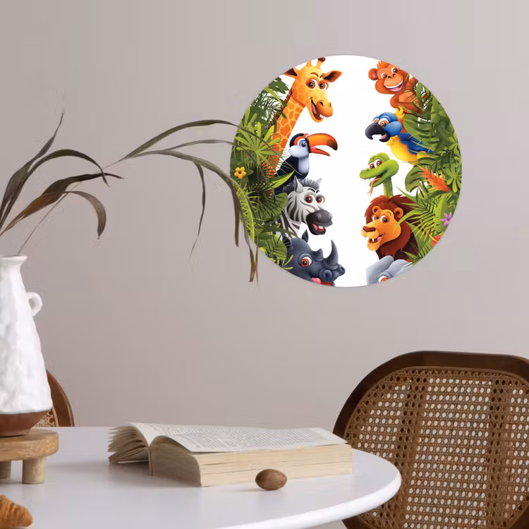 Behangcirkel - Jungle - Dieren - Jongens - Meisjes - Giraf - Olifant - Kids — 4