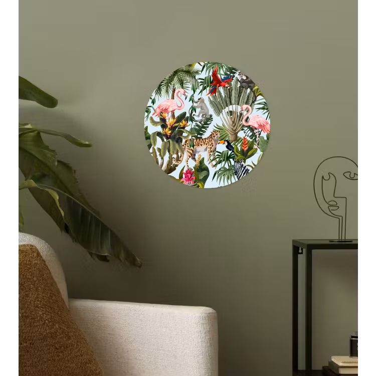 Behangcirkel - Jungle - Dieren - Meisjes - Kinderen - Jongens - Flamingo - Papegaai — 3