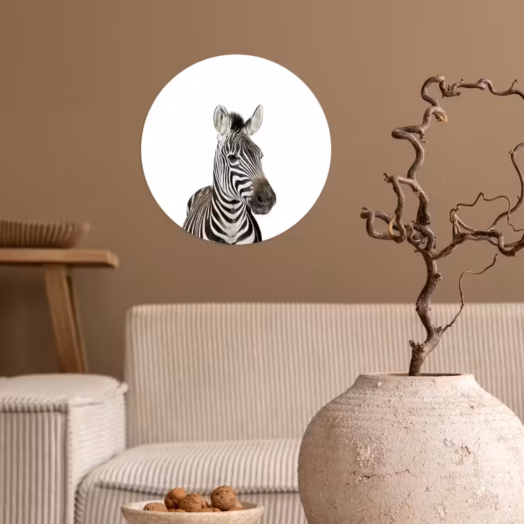 Behangcirkel - Dieren - Zebra - Kinderen - Wit - Portret- Meisjes — 2