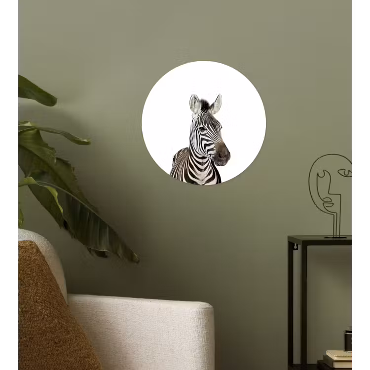 Behangcirkel - Dieren - Zebra - Kinderen - Wit - Portret- Meisjes — 3