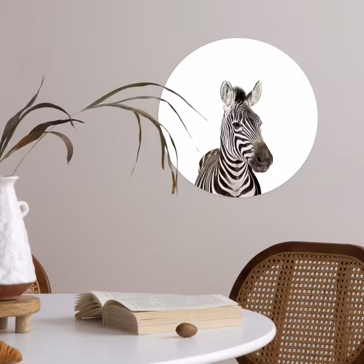 Behangcirkel - Dieren - Zebra - Kinderen - Wit - Portret- Meisjes — 4