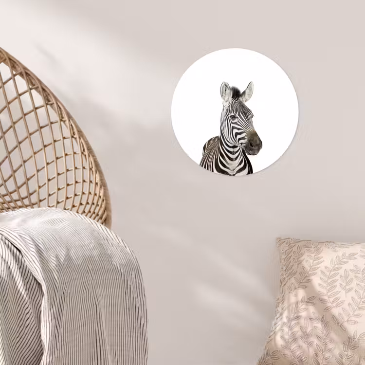 Behangcirkel - Dieren - Zebra - Kinderen - Wit - Portret- Meisjes — 5