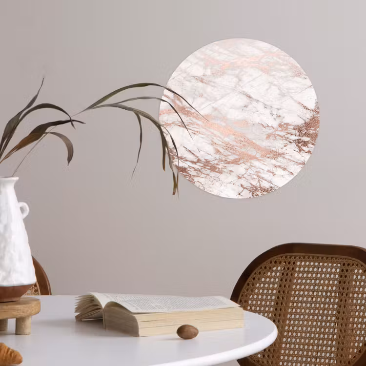 Behangcirkel - Marmer - Roze - Luxe - Marmerlook - Glitter - Design — 4