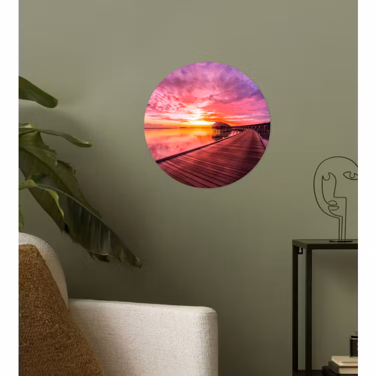 Behangcirkel - Steiger - Water - Zon - Roze - Horizon — 3