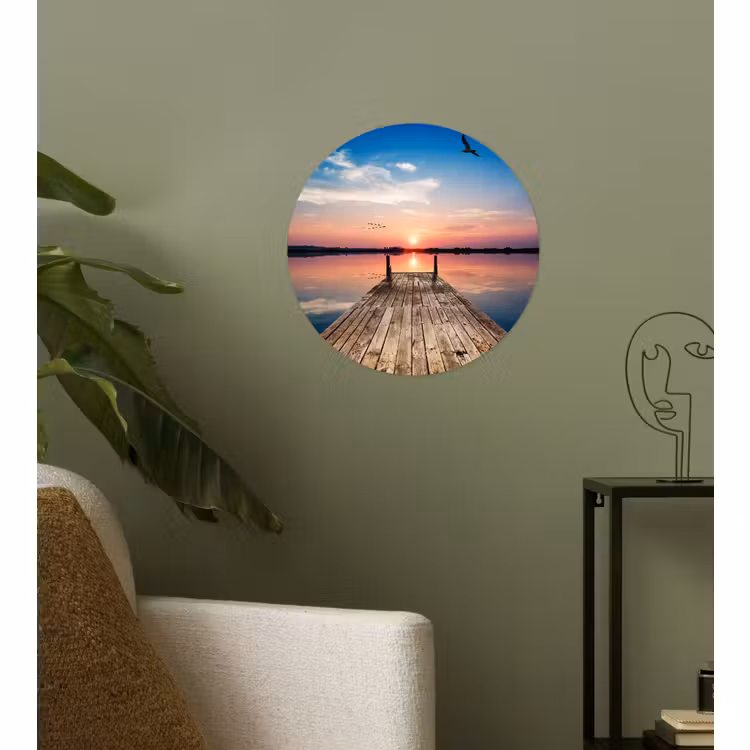 Behangcirkel - Steiger - Water - Zonsondergang - Roze - Horizon — 3