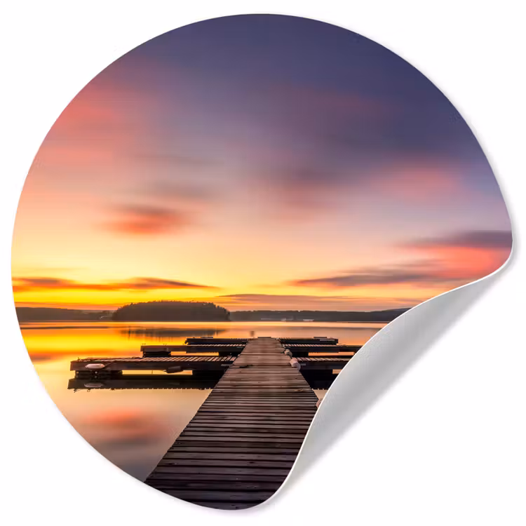 Behangcirkel - Steg - Sonnenuntergang - Wasser - Meer - Spiegelung — 1