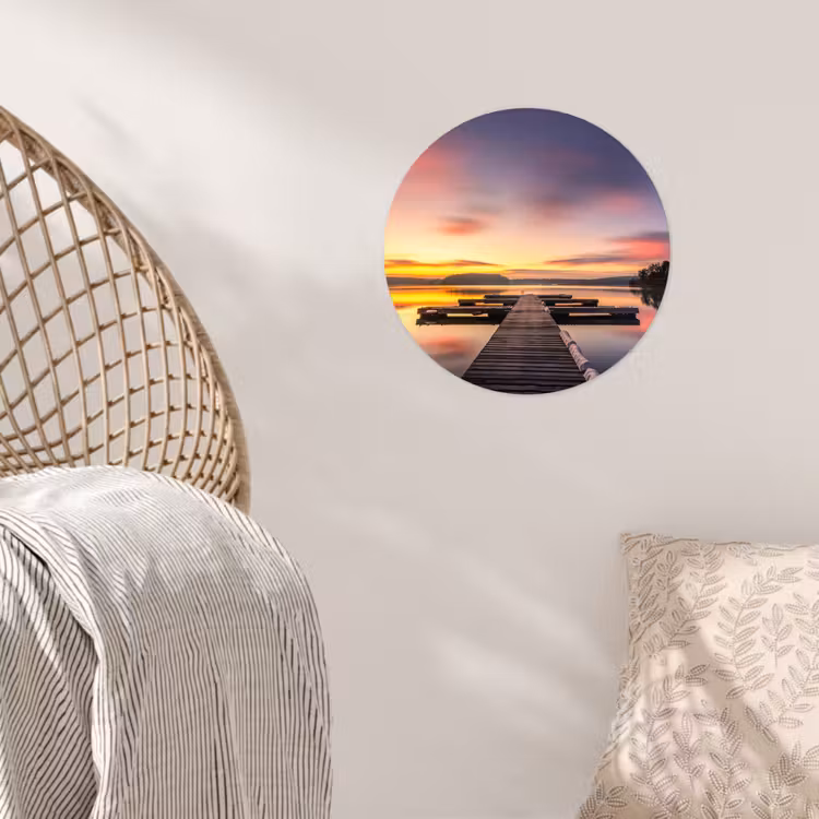 Behangcirkel - Steg - Sonnenuntergang - Wasser - Meer - Spiegelung — 5