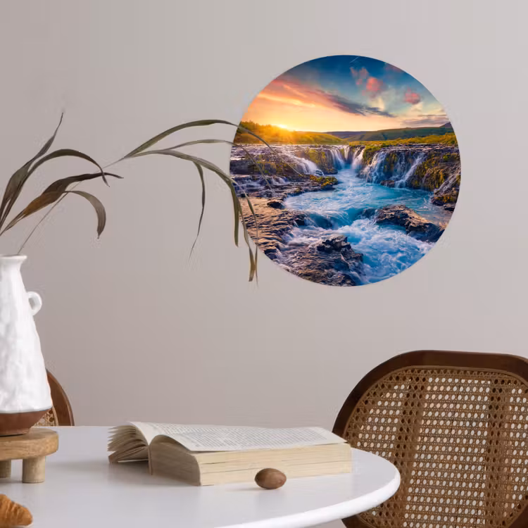 Behangcirkel - Waterval - Planten - Mos - Landschap - Zonsondergang - Rots — 4