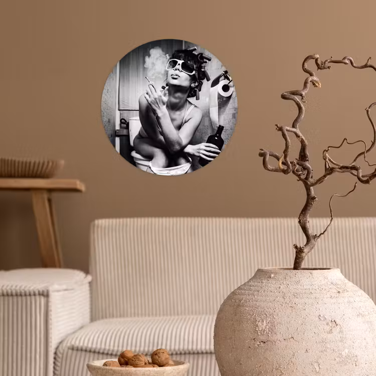 Behangcirkel - Vrouw - Vintage - Krulspelden - Toilet - Sigaret — 2