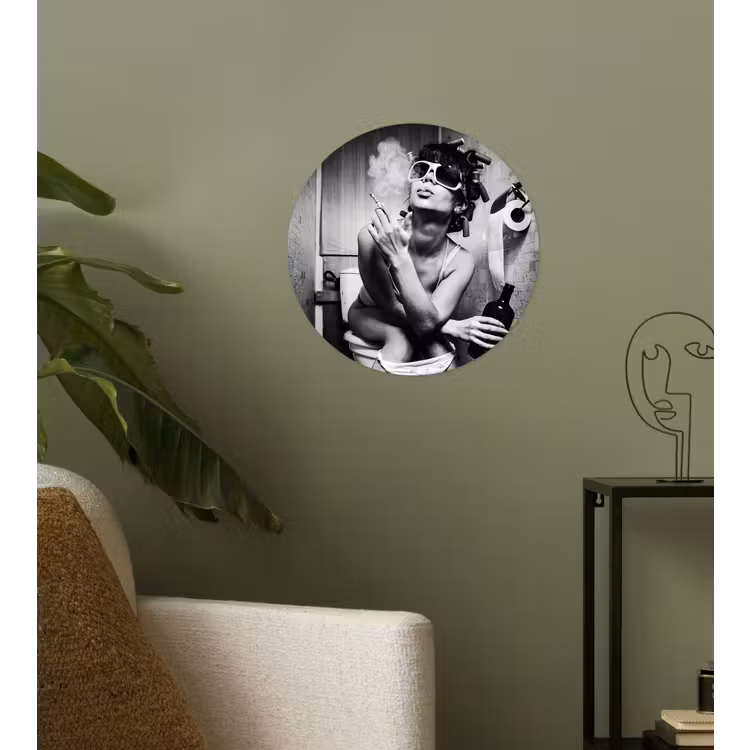 Behangcirkel - Vrouw - Vintage - Krulspelden - Toilet - Sigaret — 3