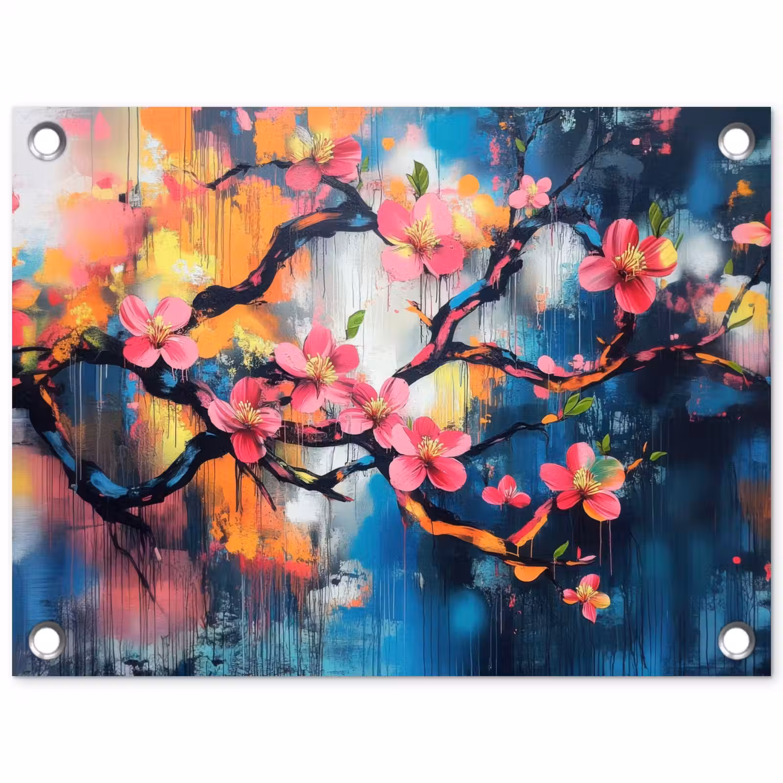 Tuinposter - Bloemen - Tak - Artistiek - Roze — 1