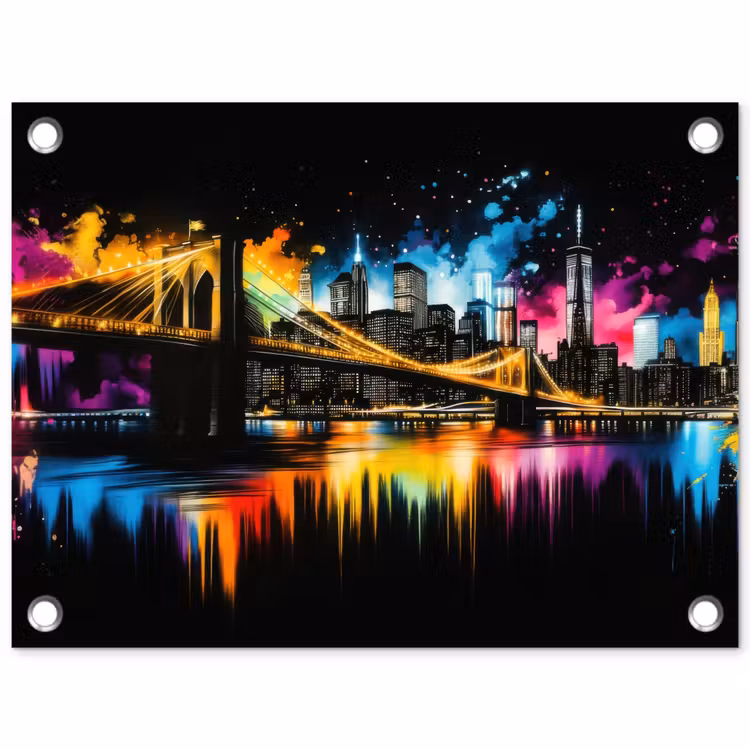 Tuinposter - Skyline - Brug - Verlichting - Kleuren — 1
