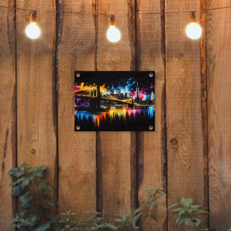 Tuinposter - Skyline - Brug - Verlichting - Kleuren — 2