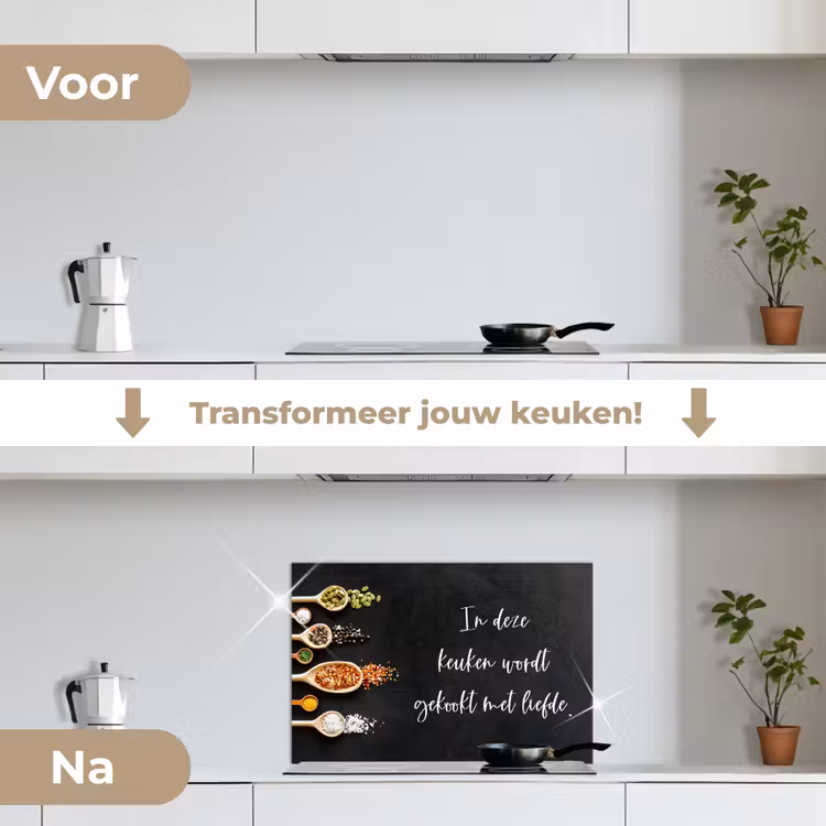 Spatscherm keuken - Quotes - Keuken - Spreuken - In deze keuken wordt gekookt met liefde - Liefde — 3