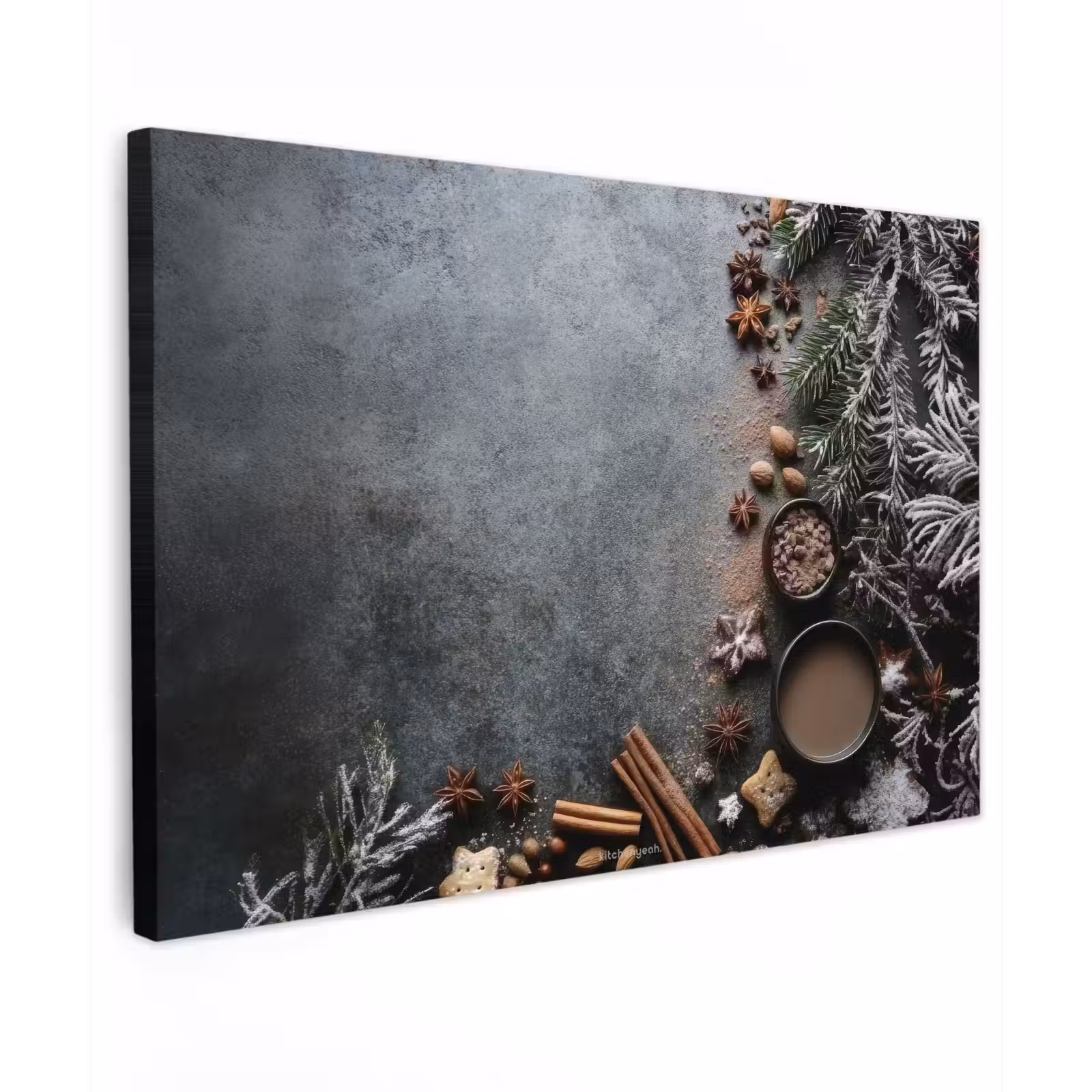 Canvas schilderij - Winter - Kerst - Beton - Dennentak — 1