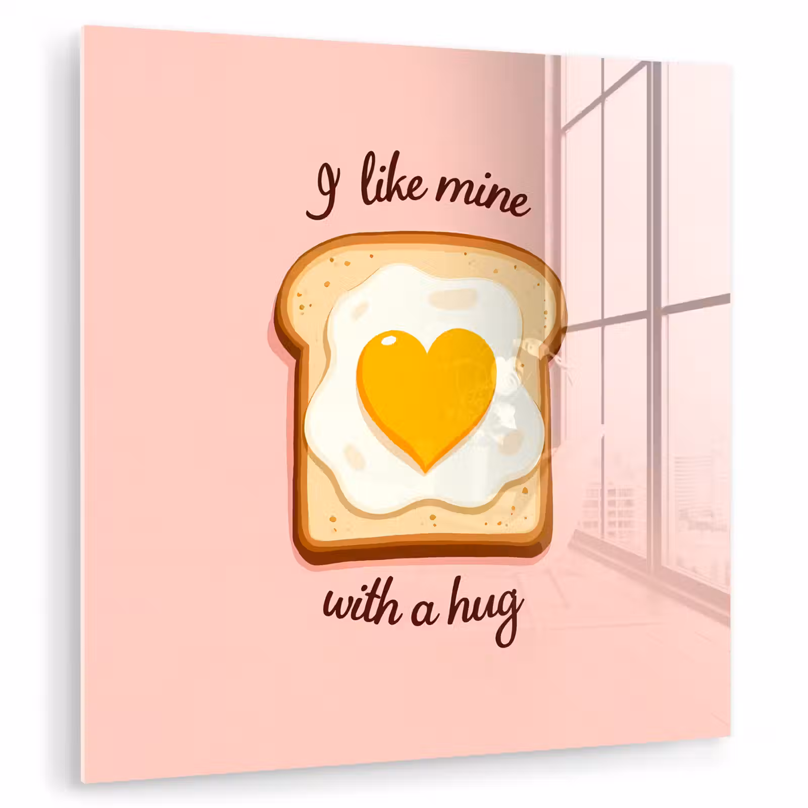 Glas schilderij - Brood - Illustratie - Quote - Roze — 1