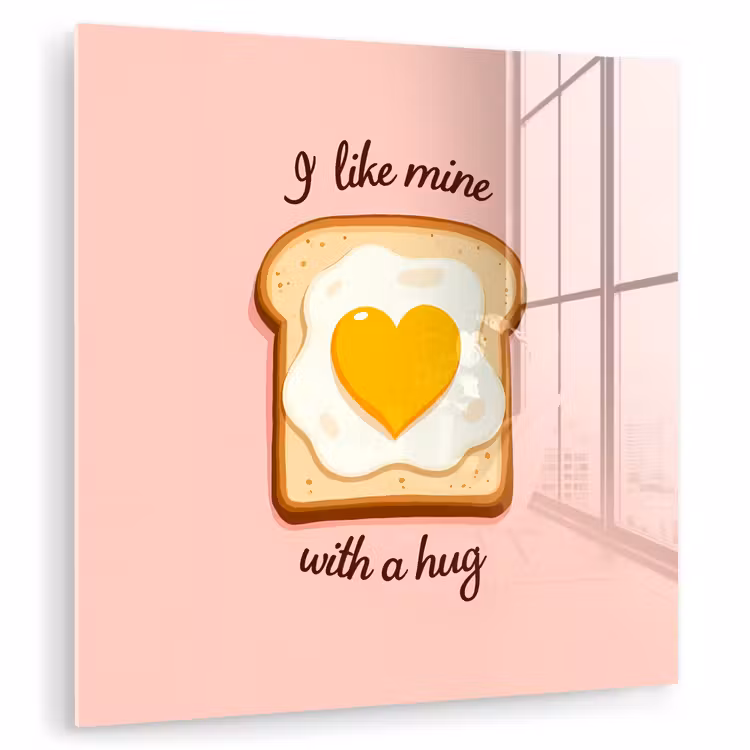Glas schilderij - Brood - Illustratie - Quote - Roze — 1