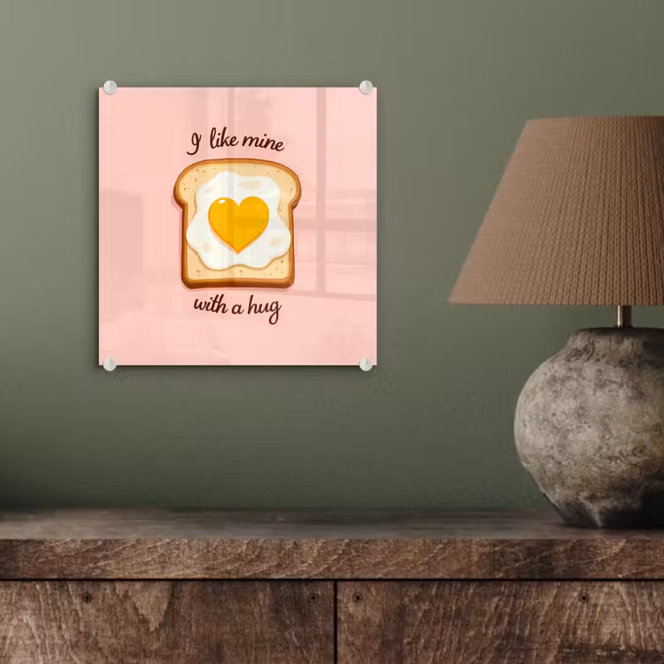 Glas schilderij - Brood - Illustratie - Quote - Roze — 4