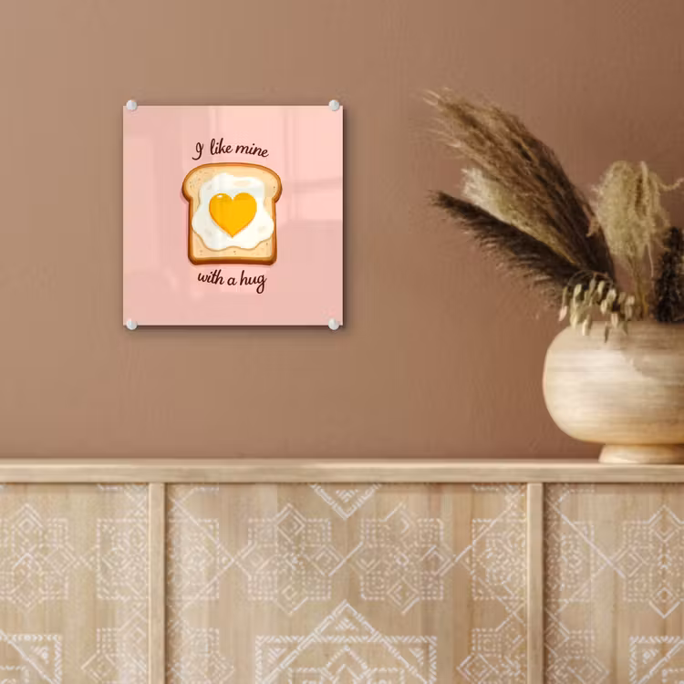 Glas schilderij - Brood - Illustratie - Quote - Roze — 6