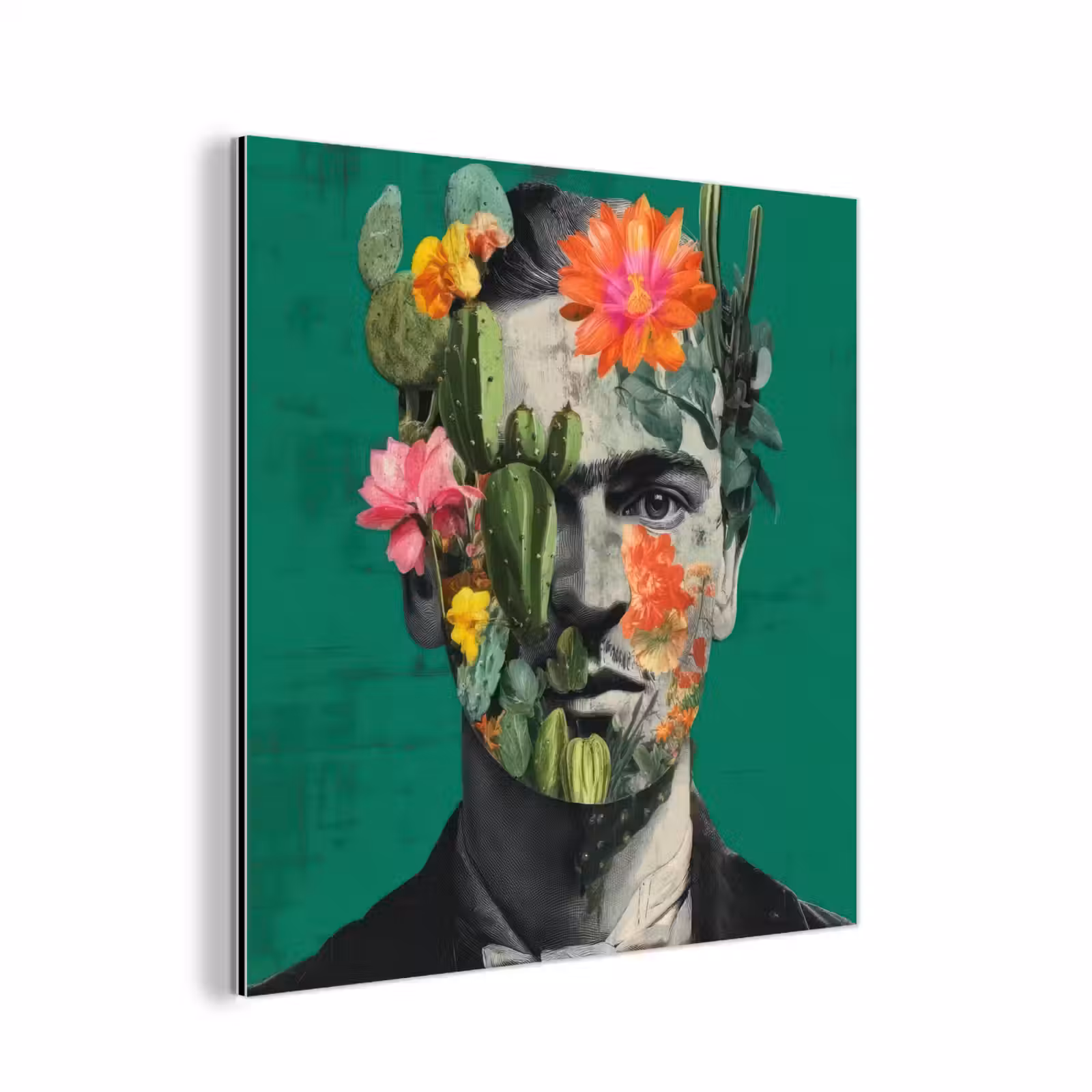 Aluminium schilderij - Man - Planten - Groen — 1