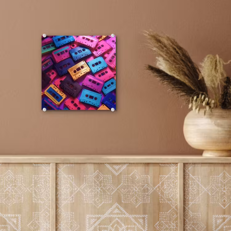 Glas schilderij - Cassetteband - Kleurrijk - Energiek — 6