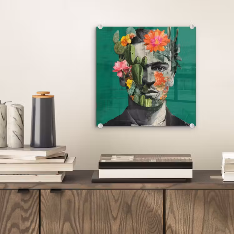 Glas schilderij - Man - Planten - Groen — 2