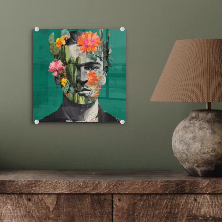 Glas schilderij - Man - Planten - Groen — 4