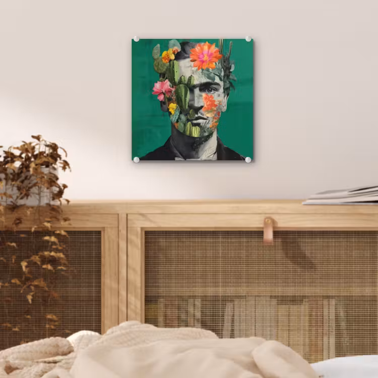 Glas schilderij - Man - Planten - Groen — 5