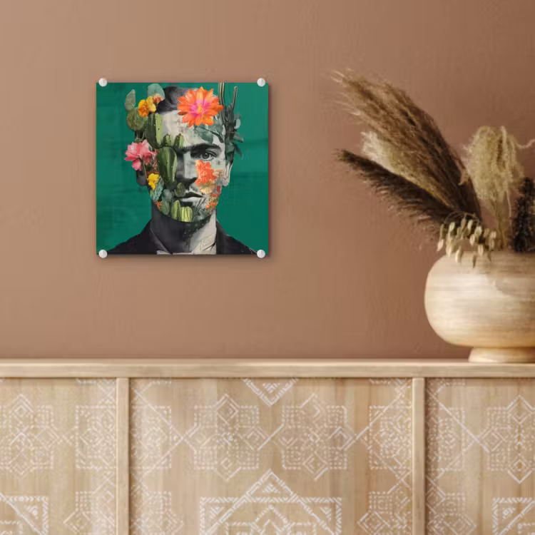 Glas schilderij - Man - Planten - Groen — 6
