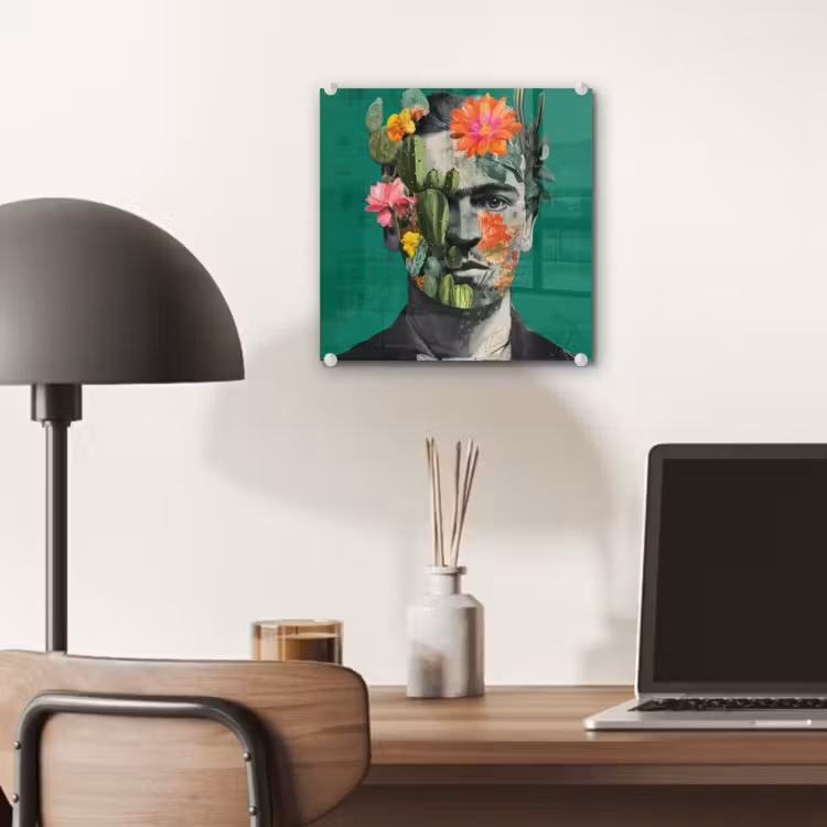 Glas schilderij - Man - Planten - Groen — 7