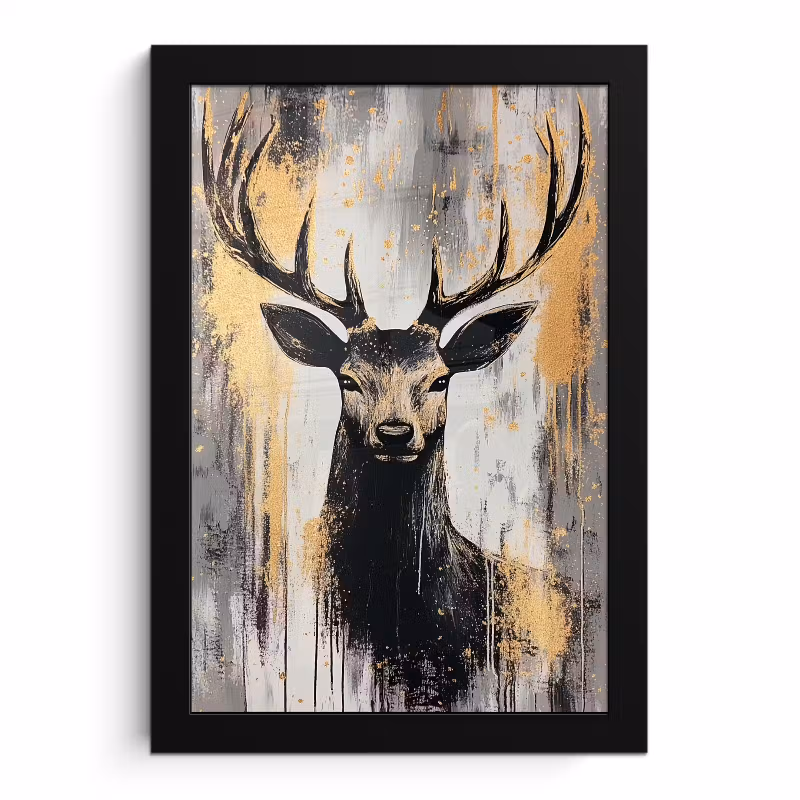 Poster met lijst - Abstract - Hert - Gewei - Goud — 1