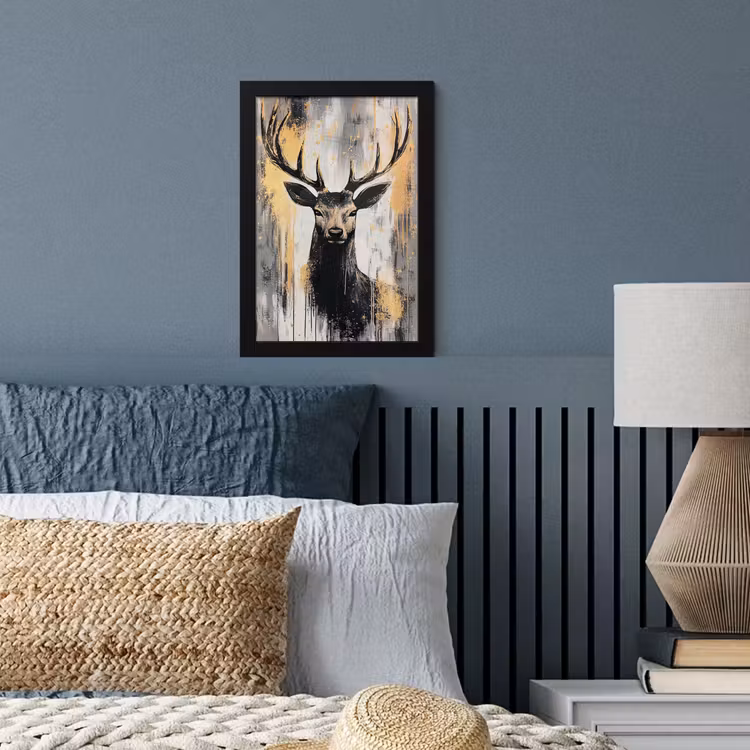 Poster met lijst - Abstract - Hert - Gewei - Goud — 3