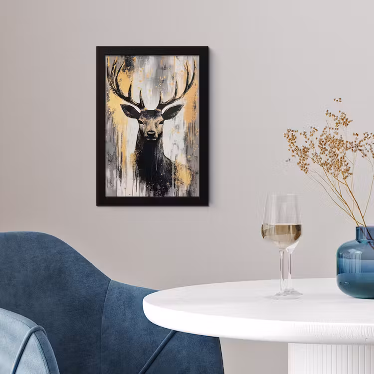 Poster met lijst - Abstract - Hert - Gewei - Goud — 4