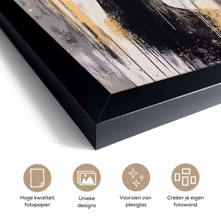Poster met lijst - Abstract - Hert - Gewei - Goud — 6