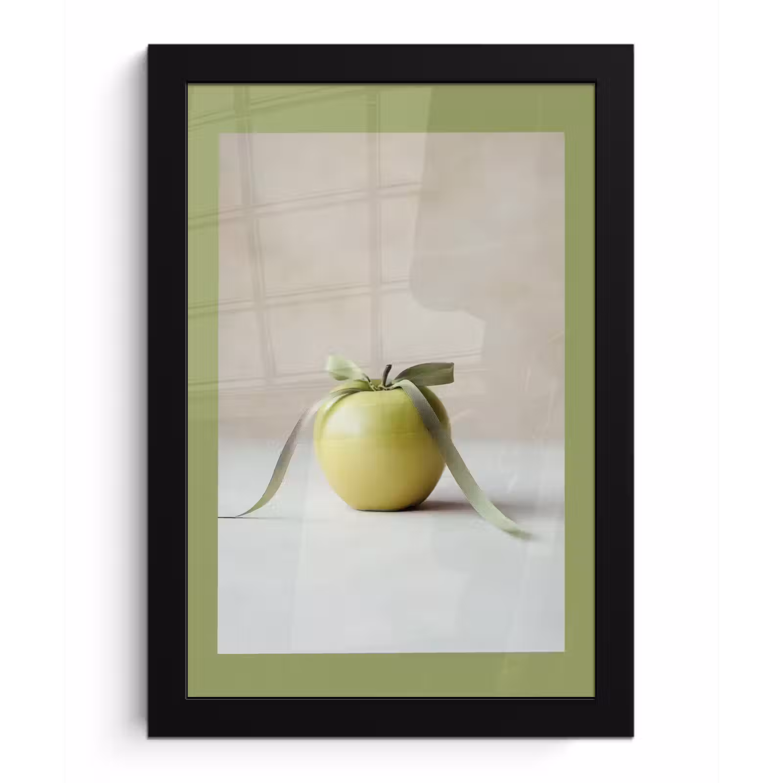 Poster met lijst - Groen - Appel - Strikje — 1
