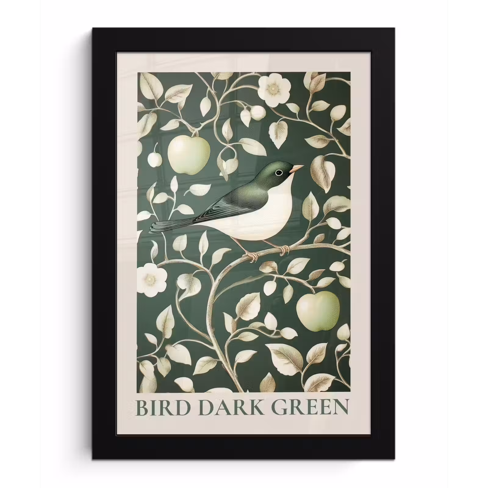 Poster met lijst - Groen - Vogel - Bloemen — 1