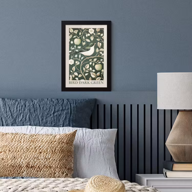 Poster met lijst - Groen - Vogel - Bloemen — 3