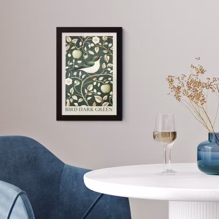 Poster met lijst - Groen - Vogel - Bloemen — 4