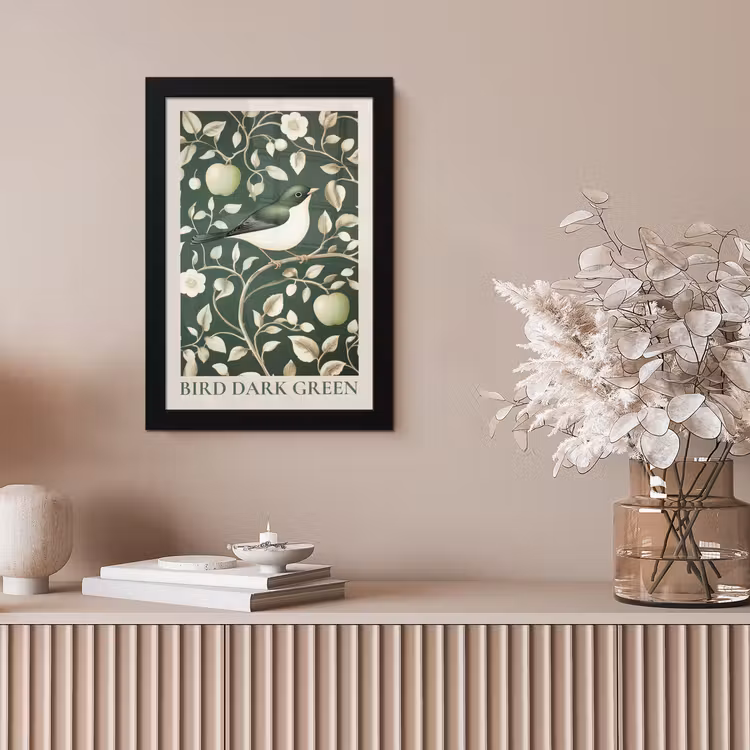 Poster met lijst - Groen - Vogel - Bloemen — 5