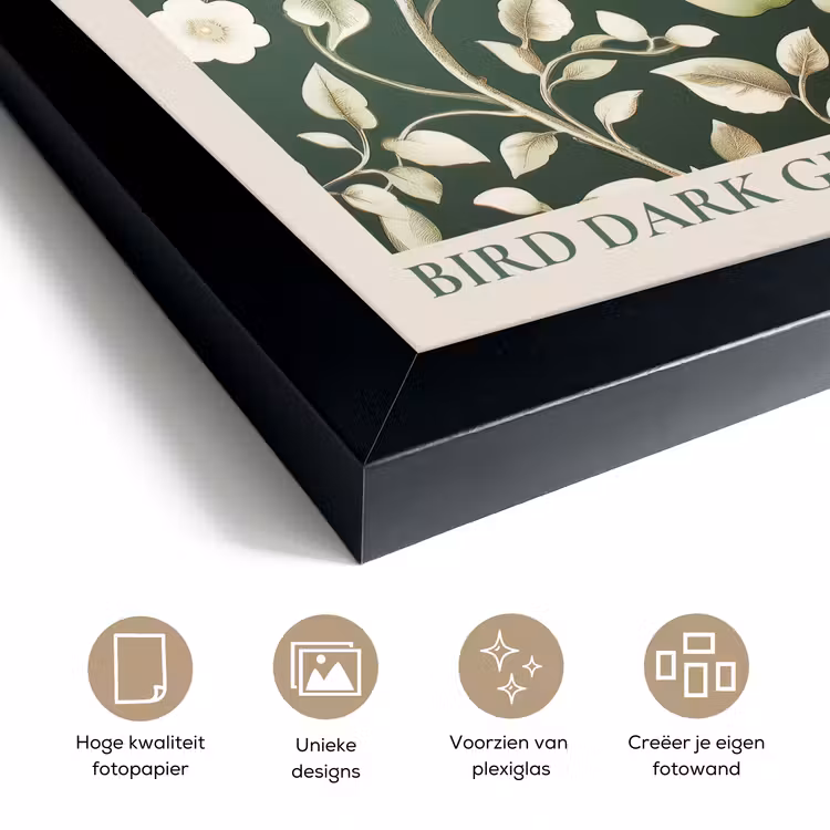 Poster met lijst - Groen - Vogel - Bloemen — 6