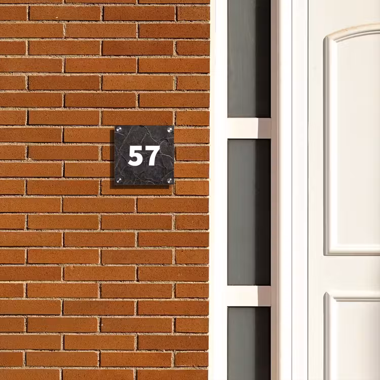 Naambordje voordeur - Vierkant - Gebarsten steen - Traditioneel — 5