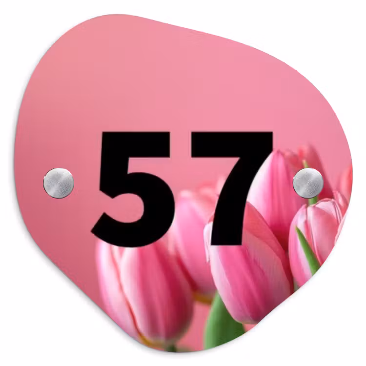 Naambordje voordeur - Organisch - Roze tulpen - Traditioneel — 1