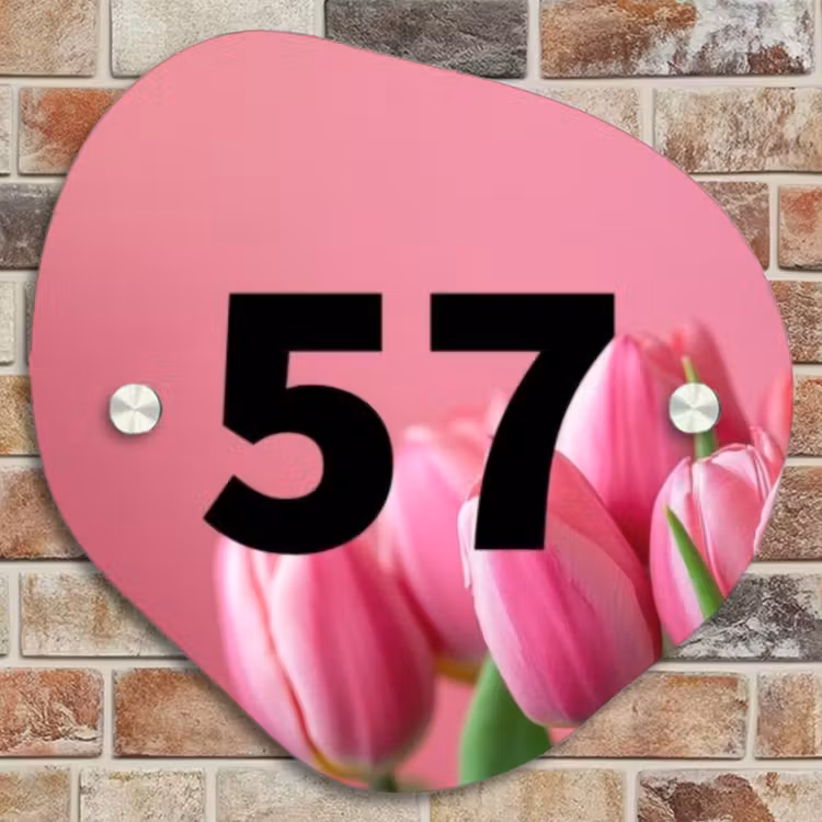 Naambordje voordeur - Organisch - Roze tulpen - Traditioneel — 4
